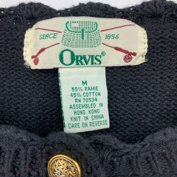 ORVIS VTG Cardigan Black w/Fall Leaves: SZ. M - Picture 3 of 8